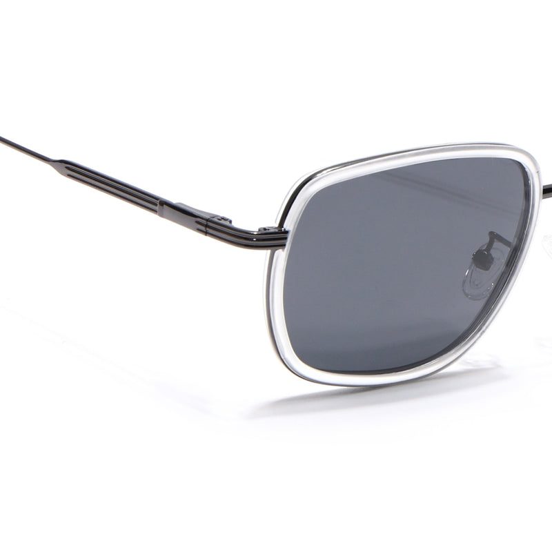 Eyejack Aura Transparent & Grey Square Polarized Sunglasses for Men & Women (2501PCL1469)