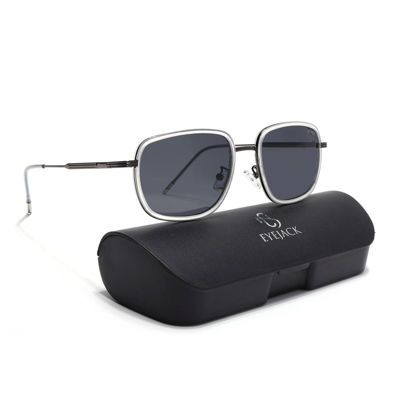 Eyejack Aura Transparent & Grey Square Polarized Sunglasses for Men & Women (2501PCL1469)