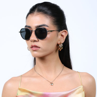 Eyejack Aura Black & Grey Round Polarized Sunglasses for Men & Women (2502PCL1470)