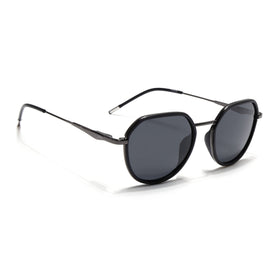 Eyejack Aura Black & Grey Round Polarized Sunglasses for Men & Women (2502PCL1470)