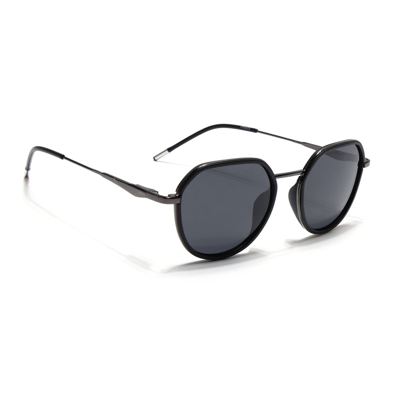 Eyejack Aura Black & Grey Round Polarized Sunglasses for Men & Women (2502PCL1470)