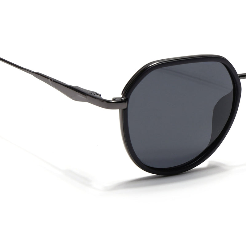 Eyejack Aura Black & Grey Round Polarized Sunglasses for Men & Women (2502PCL1470)
