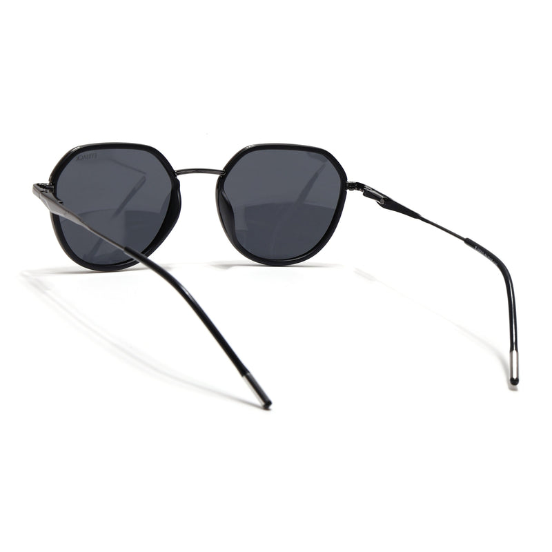 Eyejack Aura Black & Grey Round Polarized Sunglasses for Men & Women (2502PCL1470)