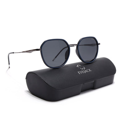 Eyejack Aura Blue & Grey Round Polarized Sunglasses for Men & Women (2502PCL1471)