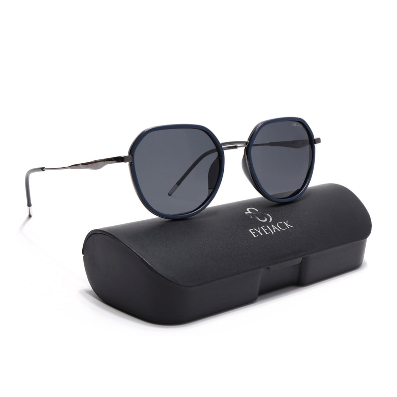 Eyejack Aura Blue & Grey Round Polarized Sunglasses for Men & Women (2502PCL1471)