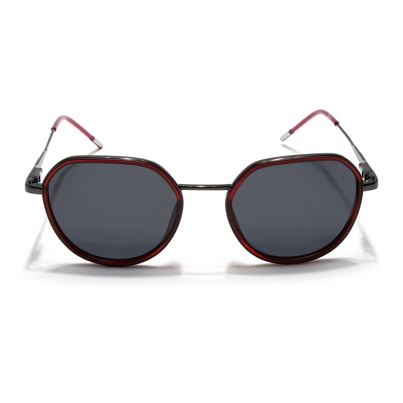 Eyejack Aura Red & Grey Round Polarized Sunglasses for Men & Women (2502PCL1472)