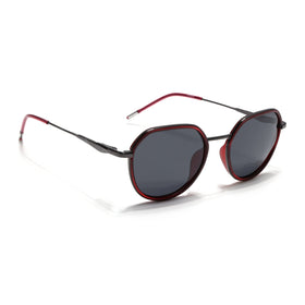 Eyejack Aura Red & Grey Round Polarized Sunglasses for Men & Women (2502PCL1472)