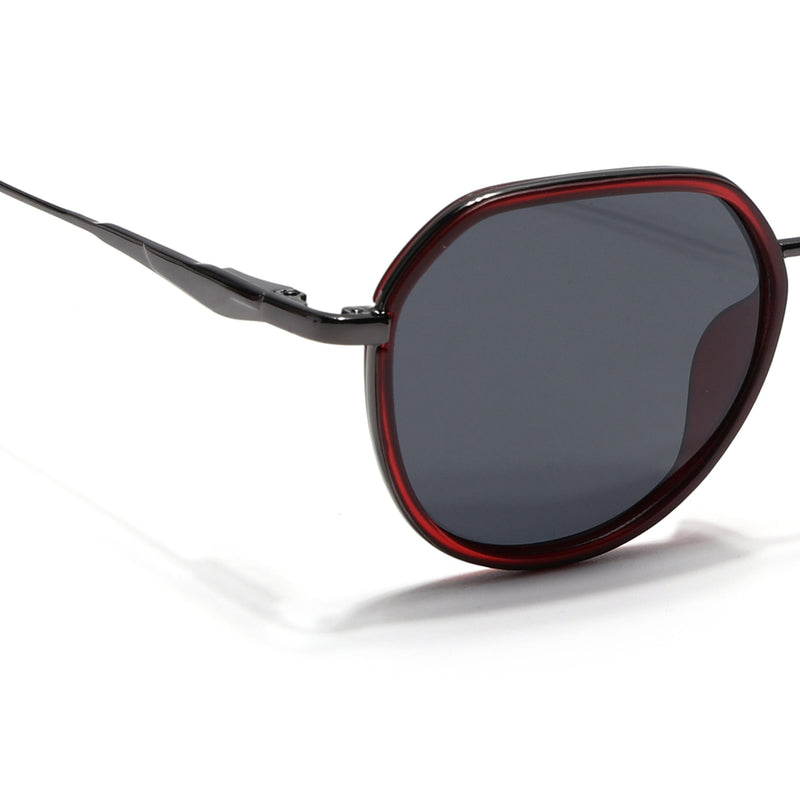 Eyejack Aura Red & Grey Round Polarized Sunglasses for Men & Women (2502PCL1472)