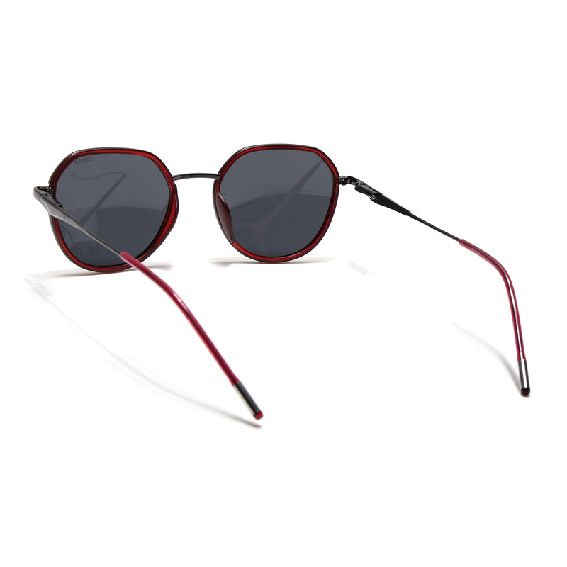 Eyejack Aura Red & Grey Round Polarized Sunglasses for Men & Women (2502PCL1472)