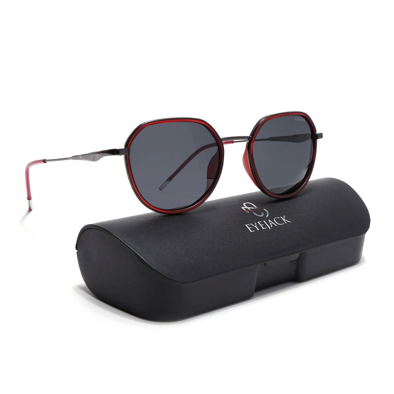 Eyejack Aura Red & Grey Round Polarized Sunglasses for Men & Women (2502PCL1472)