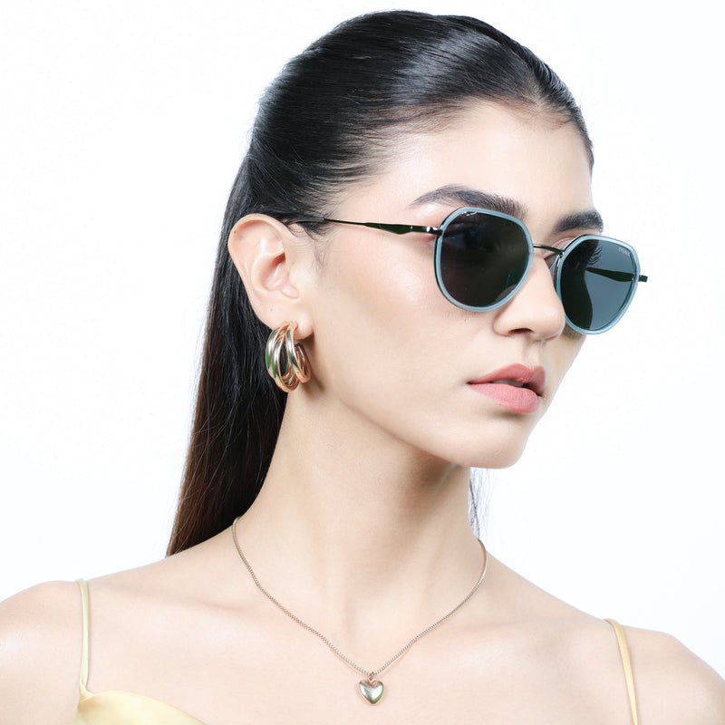Eyejack Aura Sky Blue & Grey Round Polarized Sunglasses for Men & Women (2502PCL1473)