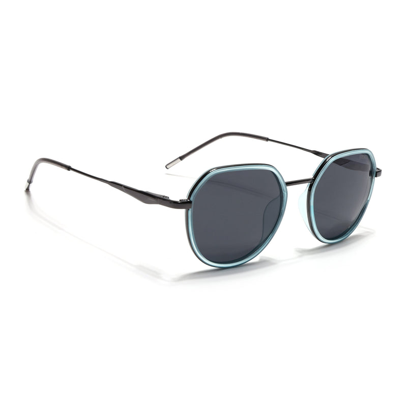 Eyejack Aura Sky Blue & Grey Round Polarized Sunglasses for Men & Women (2502PCL1473)