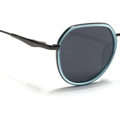Eyejack Aura Sky Blue & Grey Round Polarized Sunglasses for Men & Women (2502PCL1473)