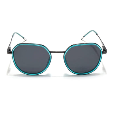 Eyejack Aura Sea Green & Grey Round Polarized Sunglasses for Men & Women (2502PCL1474)