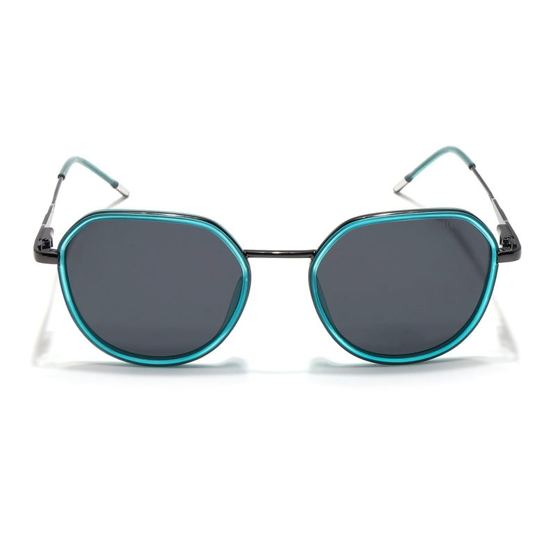 Eyejack Aura Sea Green & Grey Round Polarized Sunglasses for Men & Women (2502PCL1474)