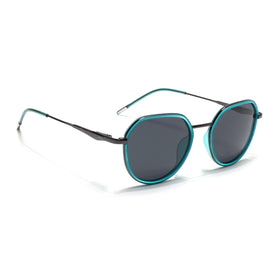 Eyejack Aura Sea Green & Grey Round Polarized Sunglasses for Men & Women (2502PCL1474)