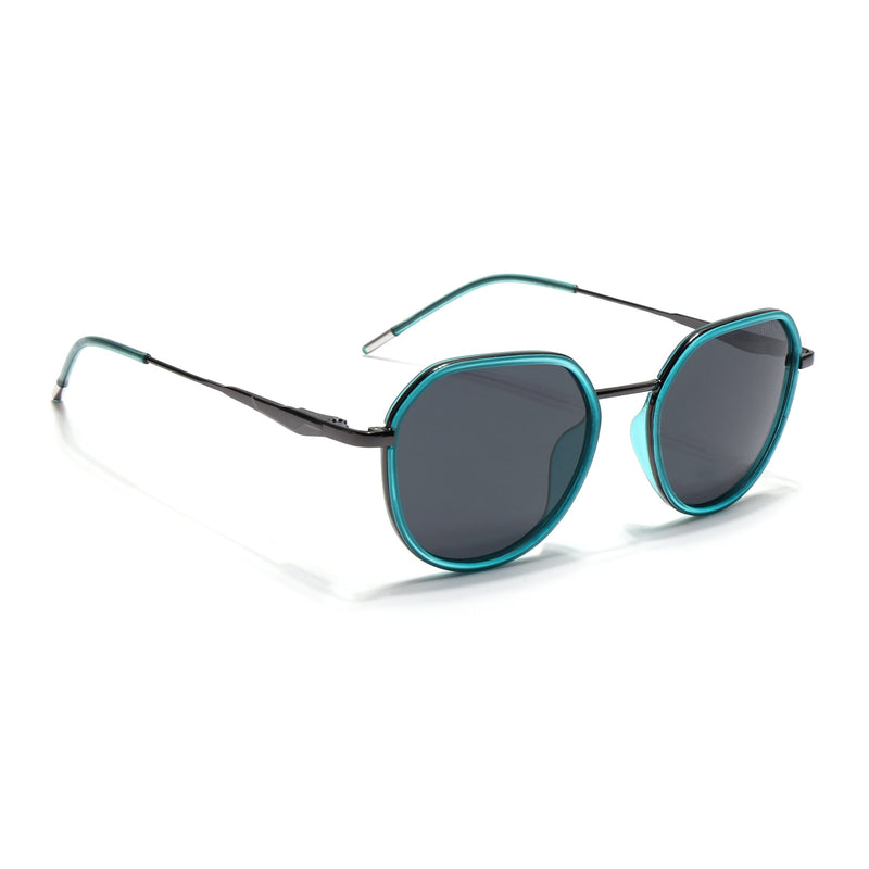 Eyejack Aura Sea Green & Grey Round Polarized Sunglasses for Men & Women (2502PCL1474)