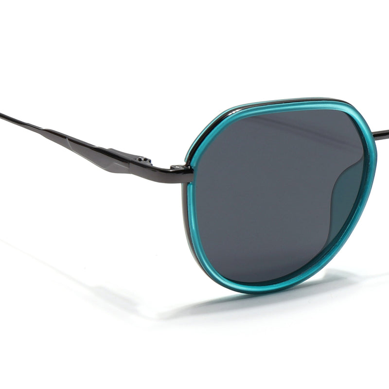 Eyejack Aura Sea Green & Grey Round Polarized Sunglasses for Men & Women (2502PCL1474)