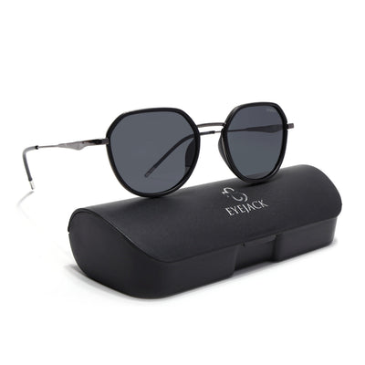 Eyejack Aura Sea Green & Grey Round Polarized Sunglasses for Men & Women (2502PCL1474)