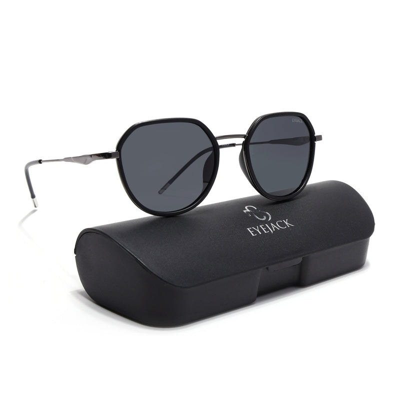 Eyejack Aura Sea Green & Grey Round Polarized Sunglasses for Men & Women (2502PCL1474)