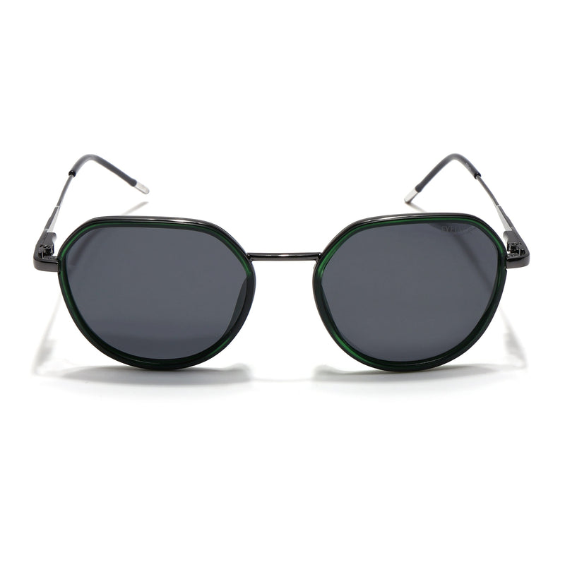 Eyejack Aura Green & Grey Round Polarized Sunglasses for Men & Women (2502PCL1475)