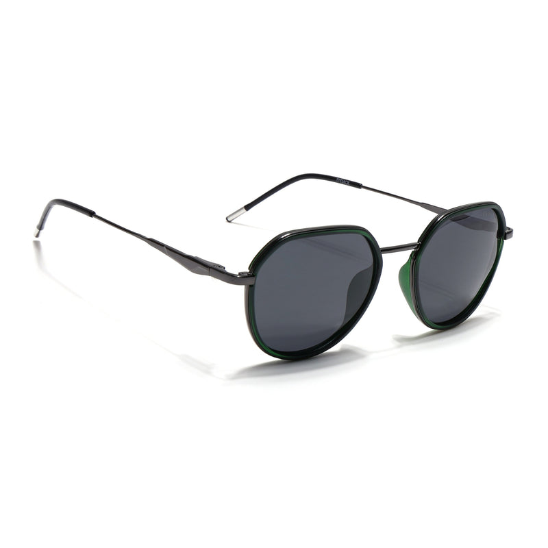 Eyejack Aura Green & Grey Round Polarized Sunglasses for Men & Women (2502PCL1475)