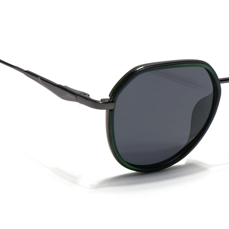 Eyejack Aura Green & Grey Round Polarized Sunglasses for Men & Women (2502PCL1475)