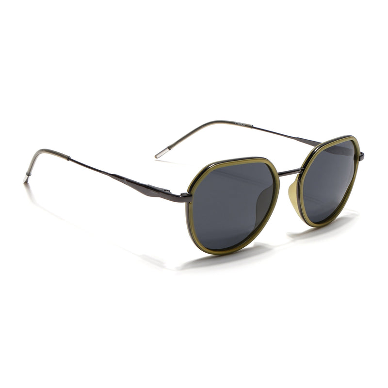 Eyejack Aura Light Green & Grey Round Polarized Sunglasses for Men & Women (2502PCL1476)