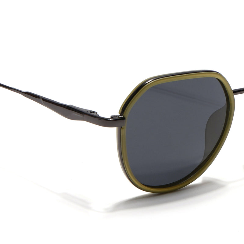 Eyejack Aura Light Green & Grey Round Polarized Sunglasses for Men & Women (2502PCL1476)