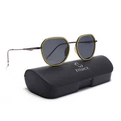 Eyejack Aura Light Green & Grey Round Polarized Sunglasses for Men & Women (2502PCL1476)