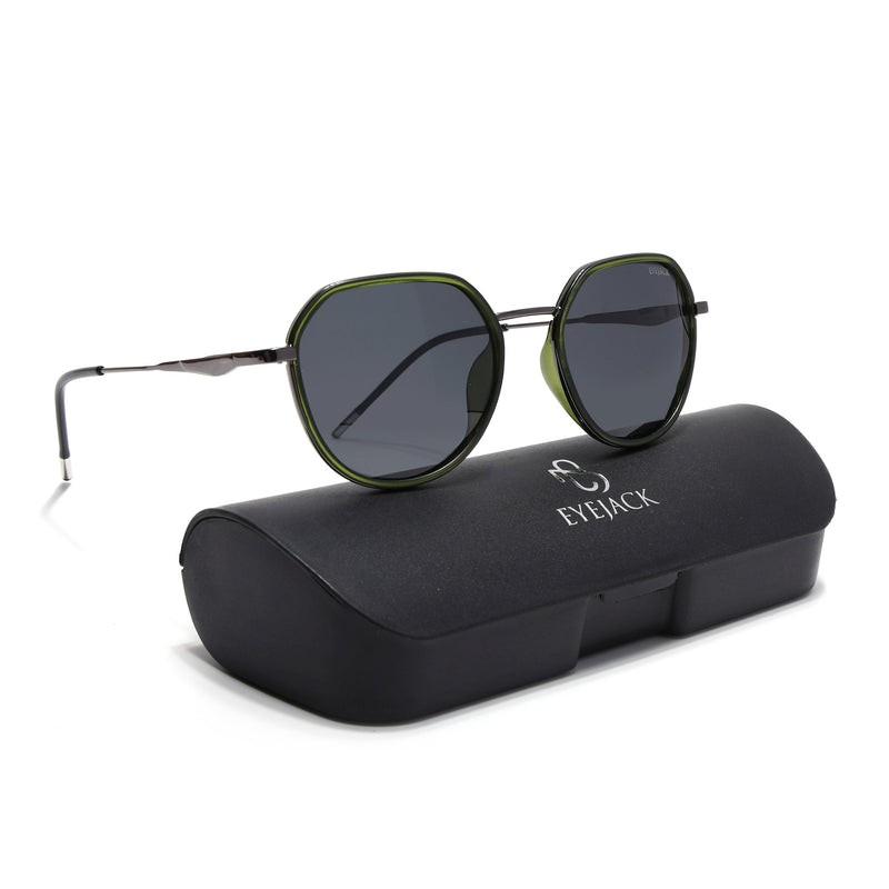 Eyejack Aura Olive & Grey Round Polarized Sunglasses for Men & Women (2502PCL1477)