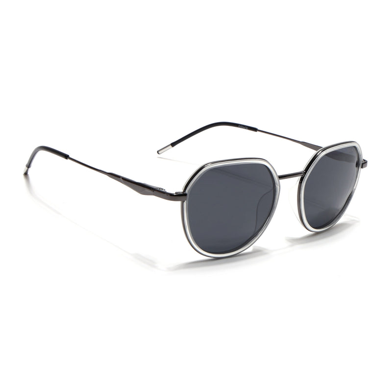 Eyejack Aura Transparent & Grey Round Polarized Sunglasses for Men & Women (2502PCL1478)