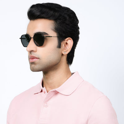Eyejack Aura Black & Grey Hexagonal Polarized Sunglasses for Men & Women (2503PCL1479)