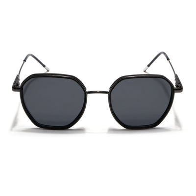 Eyejack Aura Black & Grey Hexagonal Polarized Sunglasses for Men & Women (2503PCL1479)
