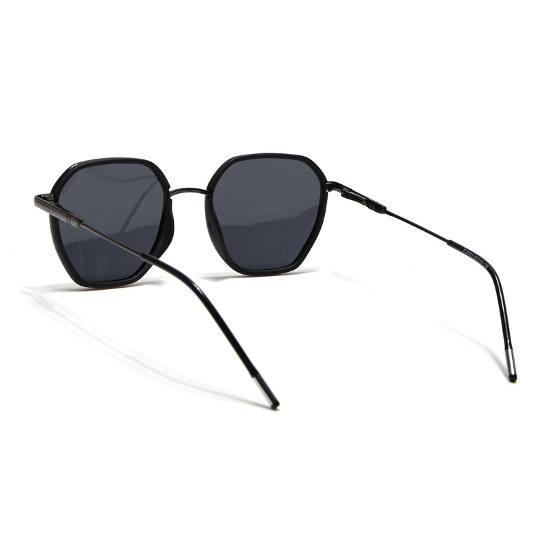 Eyejack Aura Black & Grey Hexagonal Polarized Sunglasses for Men & Women (2503PCL1479)