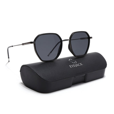 Eyejack Aura Black & Grey Hexagonal Polarized Sunglasses for Men & Women (2503PCL1479)
