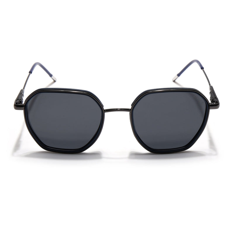 Eyejack Aura Blue & Grey Hexagonal Polarized Sunglasses for Men & Women (2503PCL1480)