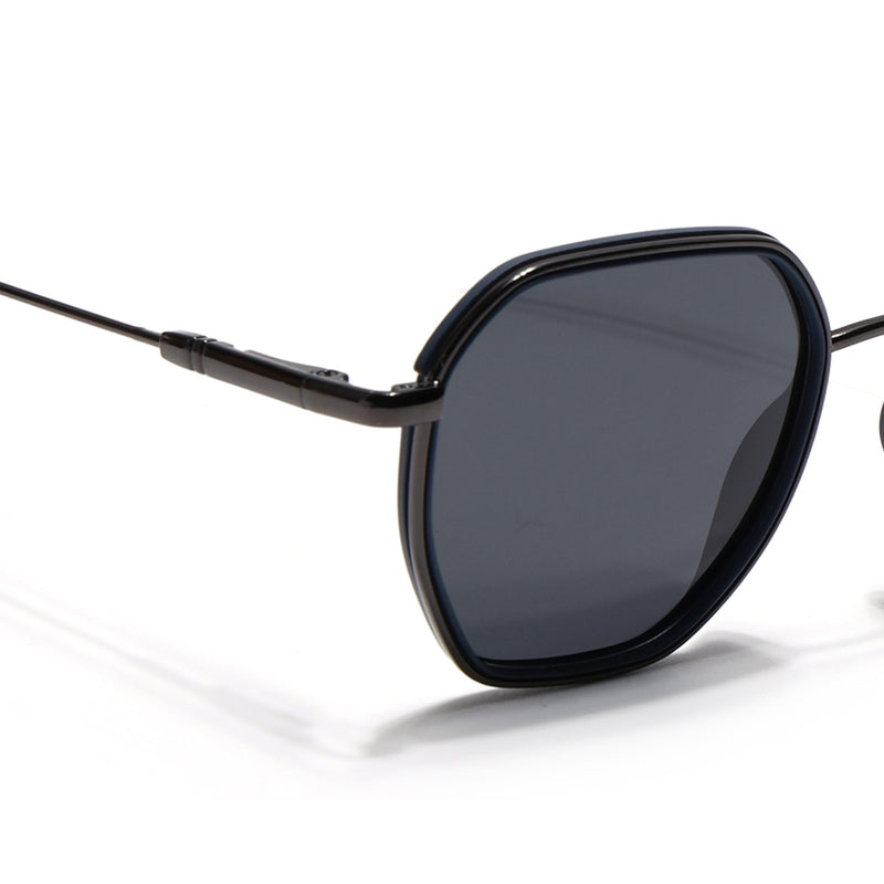 Eyejack Aura Blue & Grey Hexagonal Polarized Sunglasses for Men & Women (2503PCL1480)