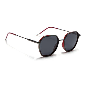 Eyejack Aura Red & Grey Hexagonal Polarized Sunglasses for Men & Women (2503PCL1481)