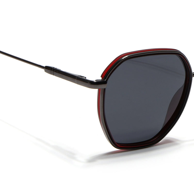 Eyejack Aura Red & Grey Hexagonal Polarized Sunglasses for Men & Women (2503PCL1481)