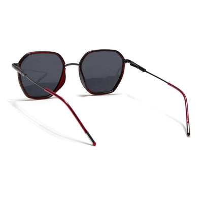 Eyejack Aura Red & Grey Hexagonal Polarized Sunglasses for Men & Women (2503PCL1481)