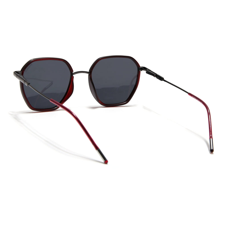 Eyejack Aura Red & Grey Hexagonal Polarized Sunglasses for Men & Women (2503PCL1481)