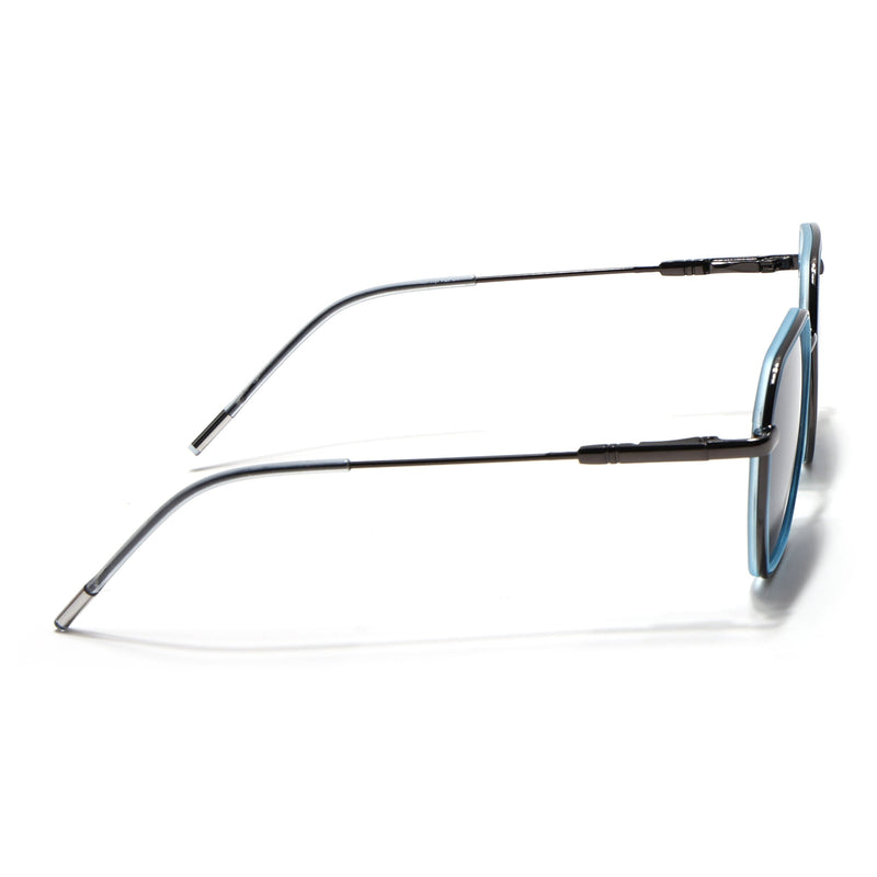 Eyejack Aura Sky Blue & Grey Hexagonal Polarized Sunglasses for Men & Women (2503PCL1482)