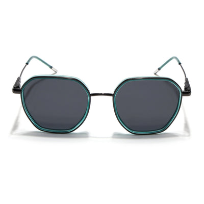Eyejack Aura Sea Green & Grey Hexagonal Polarized Sunglasses for Men & Women (2503PCL1483)