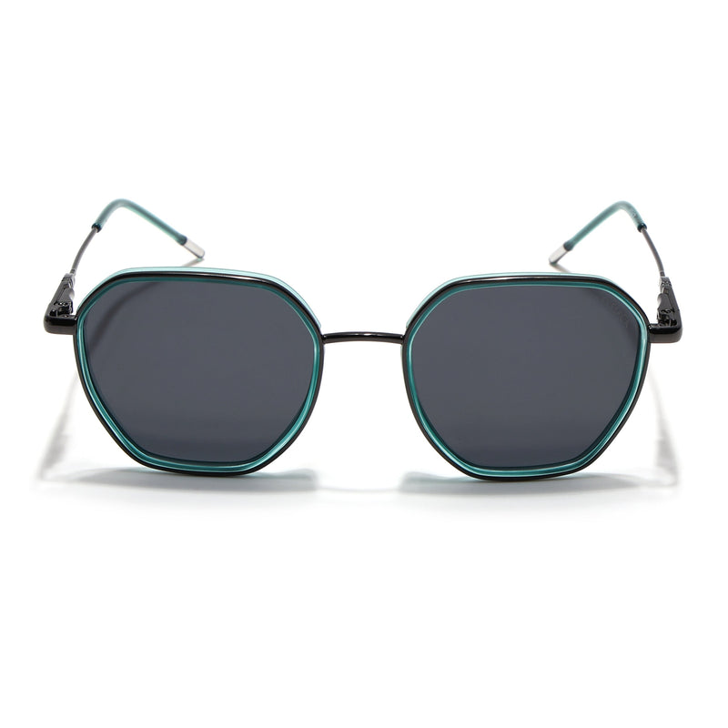 Eyejack Aura Sea Green & Grey Hexagonal Polarized Sunglasses for Men & Women (2503PCL1483)