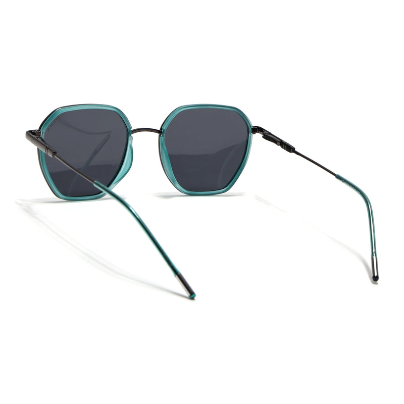 Eyejack Aura Sea Green & Grey Hexagonal Polarized Sunglasses for Men & Women (2503PCL1483)