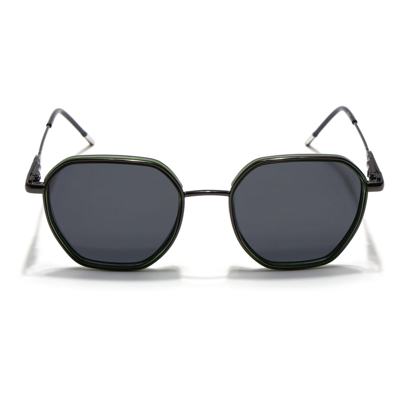 Eyejack Aura Green & Grey Hexagonal Polarized Sunglasses for Men & Women (2503PCL1484)