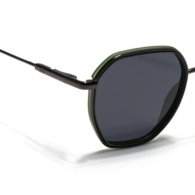Eyejack Aura Green & Grey Hexagonal Polarized Sunglasses for Men & Women (2503PCL1484)