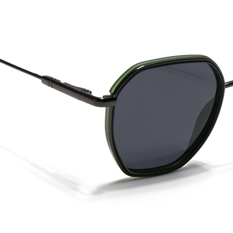 Eyejack Aura Green & Grey Hexagonal Polarized Sunglasses for Men & Women (2503PCL1484)