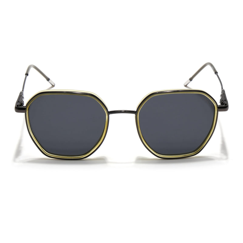 Eyejack Aura Light Green & Grey Hexagonal Polarized Sunglasses for Men & Women (2503PCL1485)